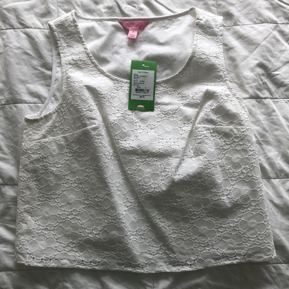 NWT Lilly pulitzer white crop top 0